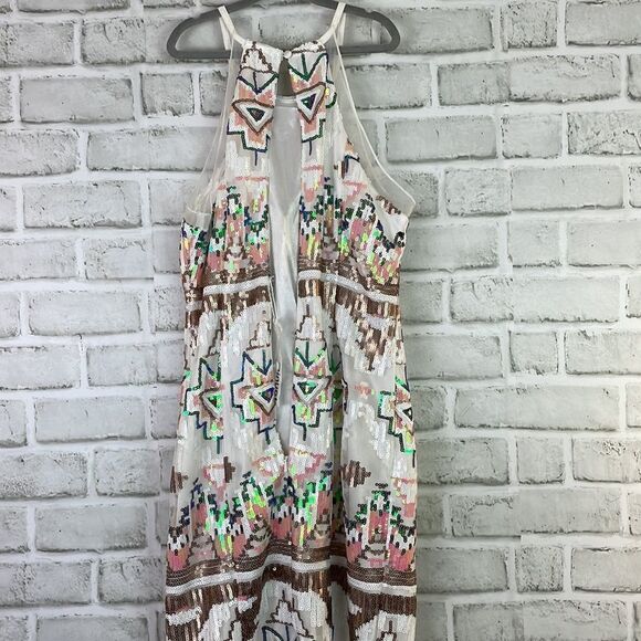 New Multicolor Sequins Dress Key Hole Back Size Small - Picture 7 of 11